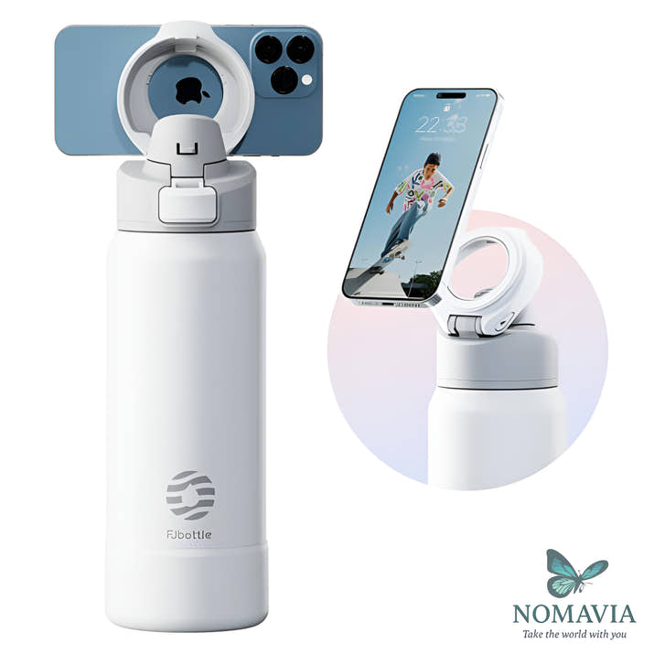 Gourde Isotherme 2-en-1, avec support magnétique pour Téléphone