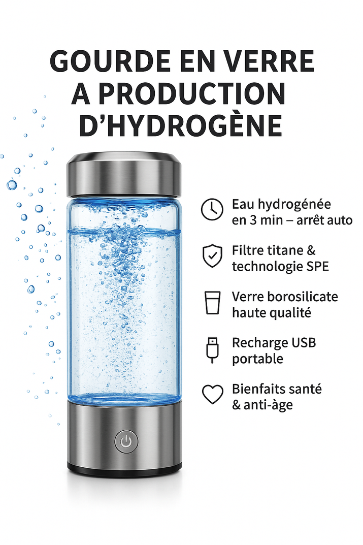 Bouteille avec générateur d'eau riche en hydrogène